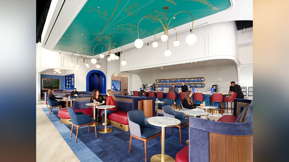 blue and green dining lounge