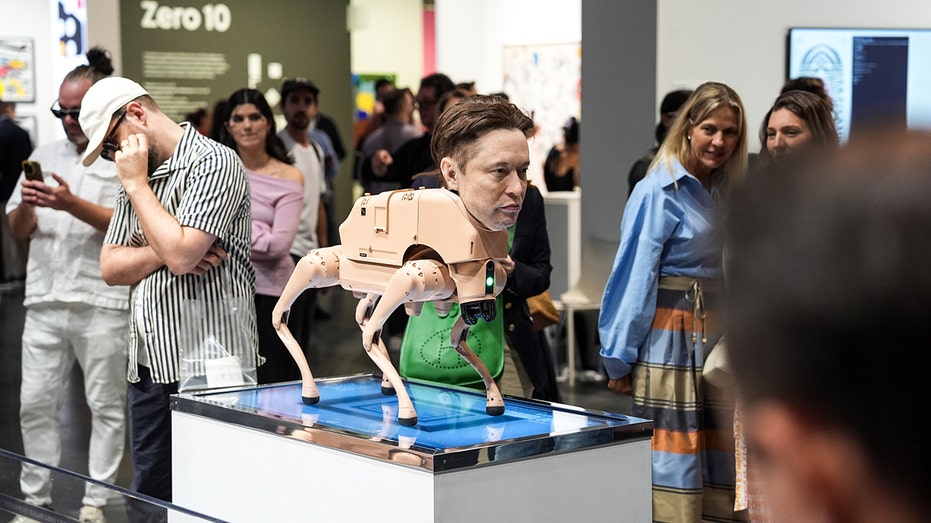 Viral robot dogs with Bezos, Musk heads poop photos at Art Basel