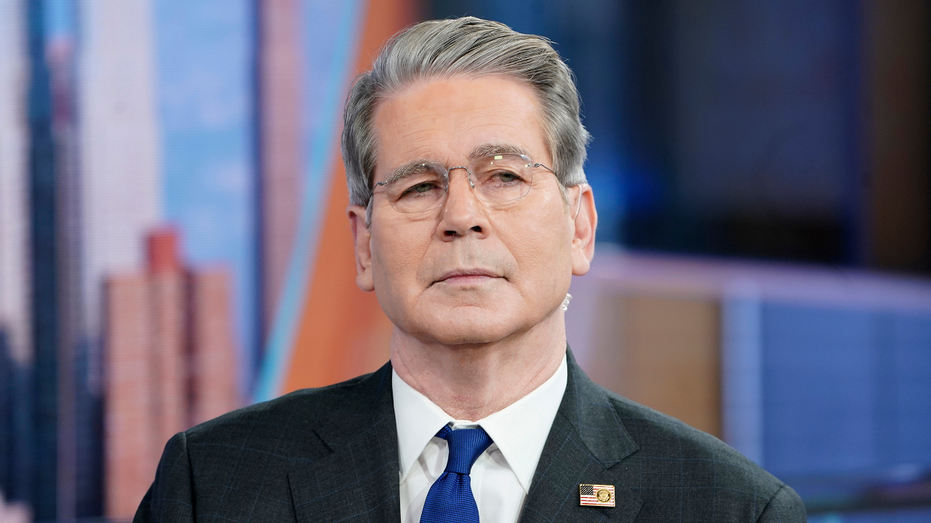 U.S. Treasury Secretary Scott Bessent listens on the set of "FOX & Friends" at Fox News.