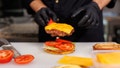 The cook in the kitchen prepares a cheeseburger and puts a cutlet with melted cheese - Fox News