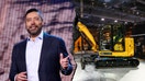 Joe Creed, chief executive officer of Caterpillar Inc., and a view of a Caterpillar (Cat) excavator at the CES (Consumer Electronic Show) 2026. - Fox Business News