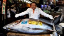 Kiyomura Co.'s President Kiyoshi Kimura, who runs a chain of sushi restaurants Sushi Zanmai, poses with a 243-kilogram bluefin tuna auctioned for a record 510 million yen ($3.24 million) at the first auction of 2026 at Tokyo's Toyosu fish market, at his sushi restaurant in Tokyo, Japan, January 5, 2026. REUTERS/Kim Kyung-Hoon
     TPX IMAGES OF THE DAY - Fox Business News