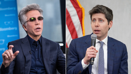 Side my side photo of ServiceNow Bill McDermott and OpenAI Sam Altman speaking at different events. - Fox Business News