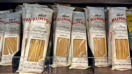 Packages of pasta imported from Italy are seen in a supermarket in Houston, Texas, on November 12, 2025. - Fox Business News