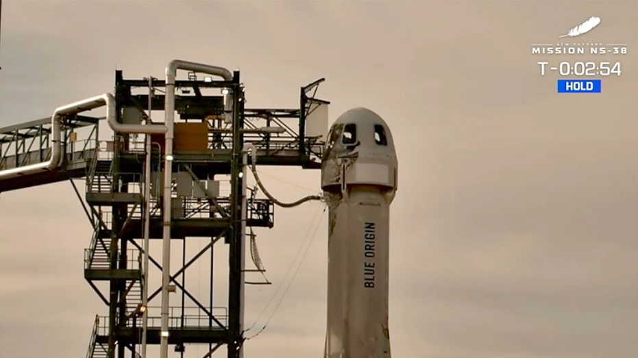 Blue Origin spacecraft awaiting to launch.