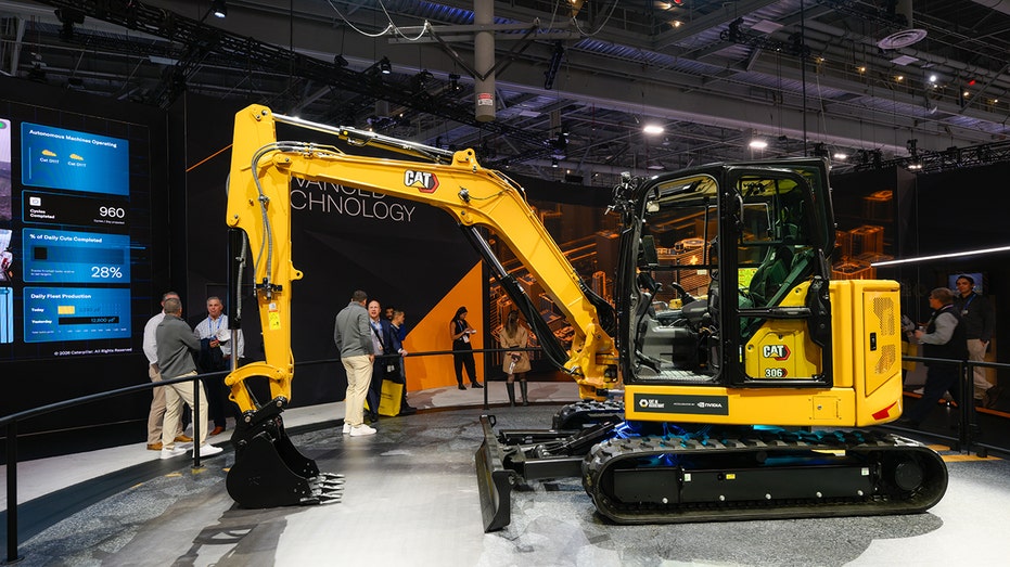 A view of Caterpillar (Cat) excavator at the CES (Consumer Electronic Show) 2026