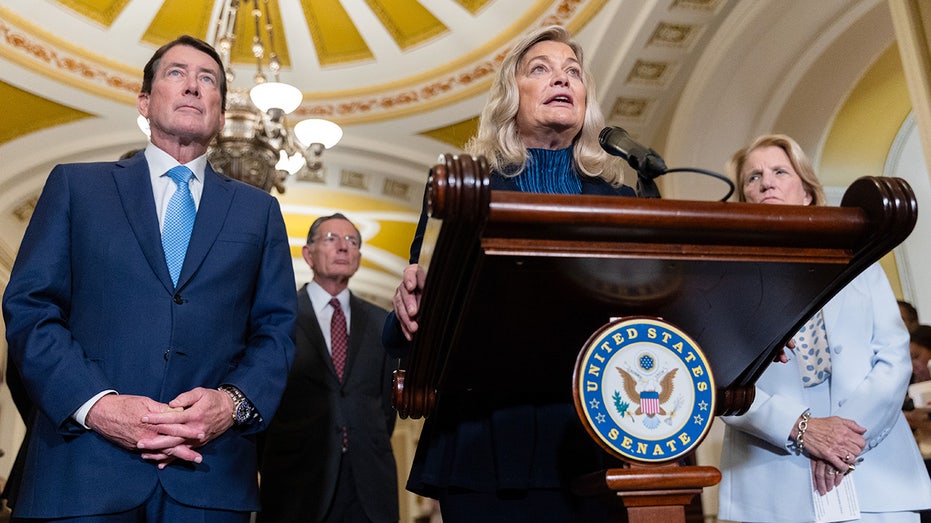Senator Cynthia Lummis speaks at a press conference