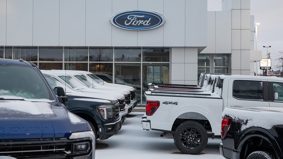 ford dealership during snowy winter