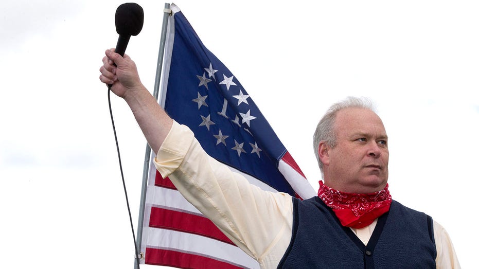 Republican state Rep. Jim Walsh speaking at a rally