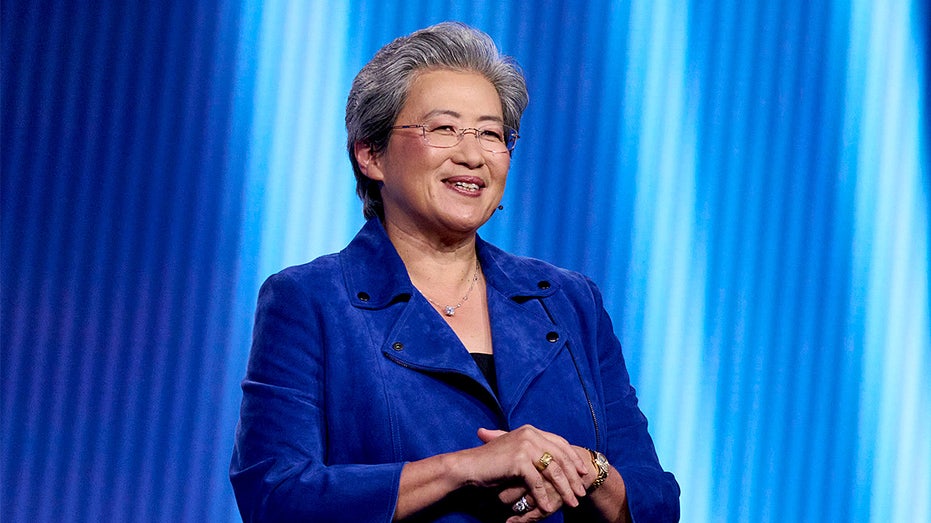 AMD CEO Lisa Su speaks onstage during a technology presentation at the CES conference.
