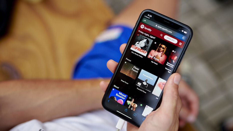 The Spotify website on a smartphone 