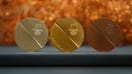 Samples of the silver, gold, and bronze medals of the 2026 Milano-Cortina Winter Olympics are displayed at the Italian Mint in Rome, Italy, on Dec. 5, 2025. - Fox Business News