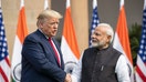 FILE-U.S. President Donald Trump and Indian Prime Minister Narendra Modi shake hands before their meeting at Hyderabad House, Feb. 25, 2020, in New Delhi, India. (AP Photo/Alex Brandon, file) - Fox Business News