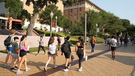University of Texas students walk through campus on the first day of classes Monday, Aug. 25, 2025. - Fox Business News