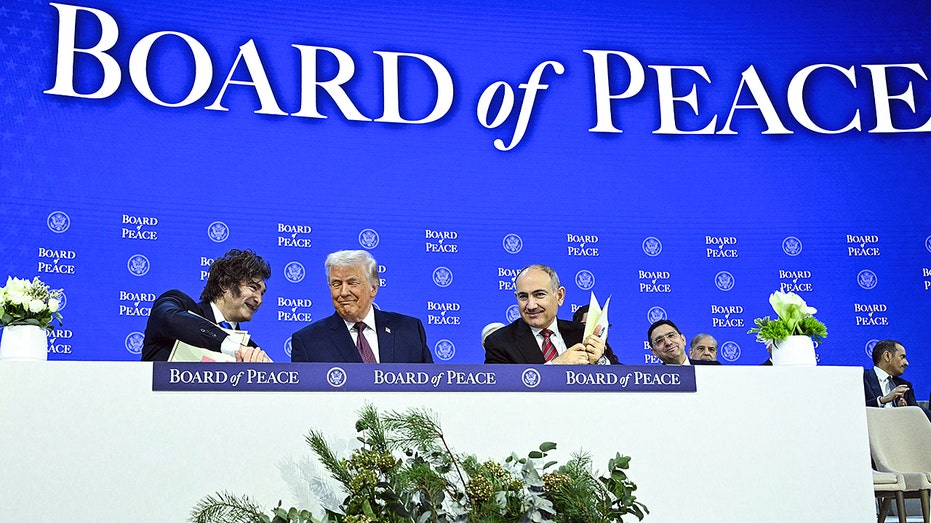 Milei, Trump, and Pashniyan at Board of Peace meeting