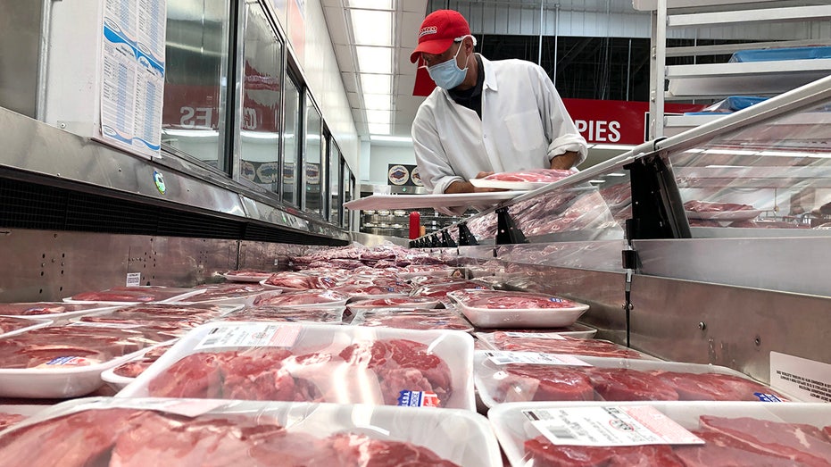 A butcher stocks beef products