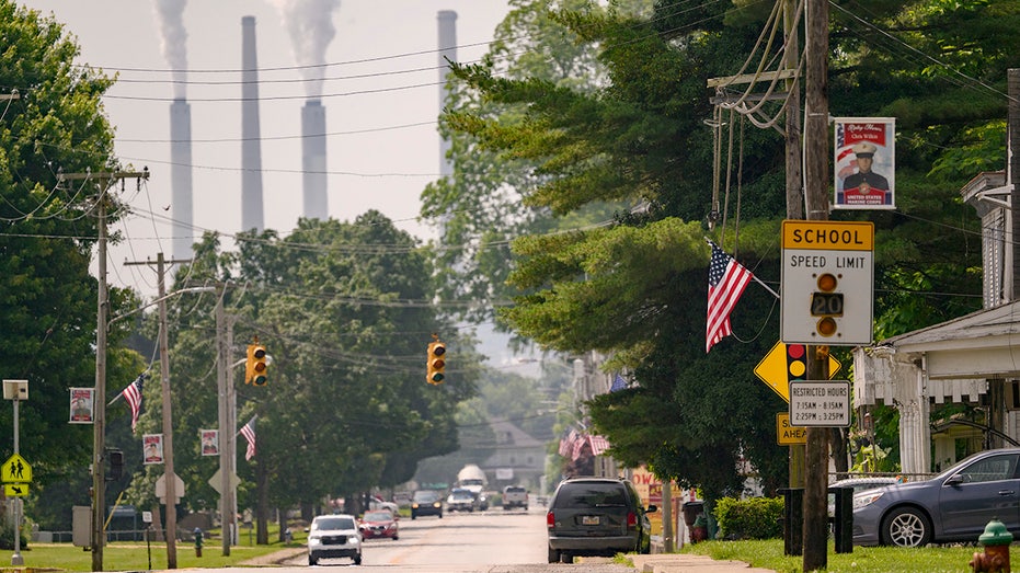 Coal power plant from a city street