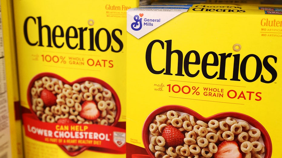 cheerios box on a shelf