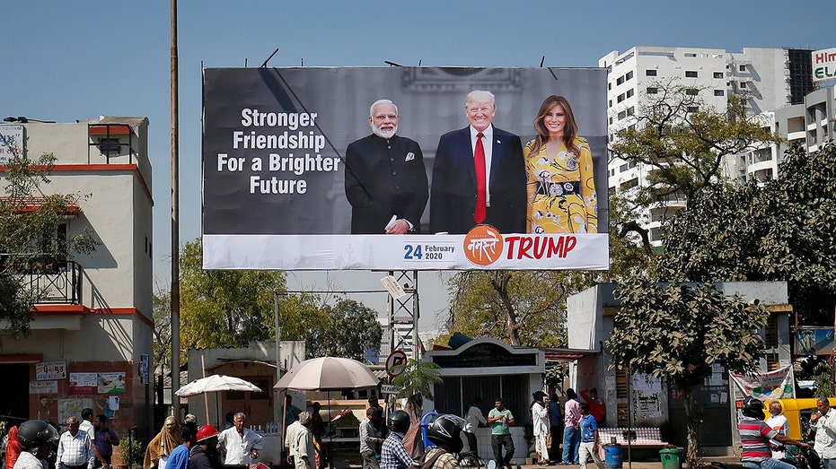 billboard of Trump and Modi in India