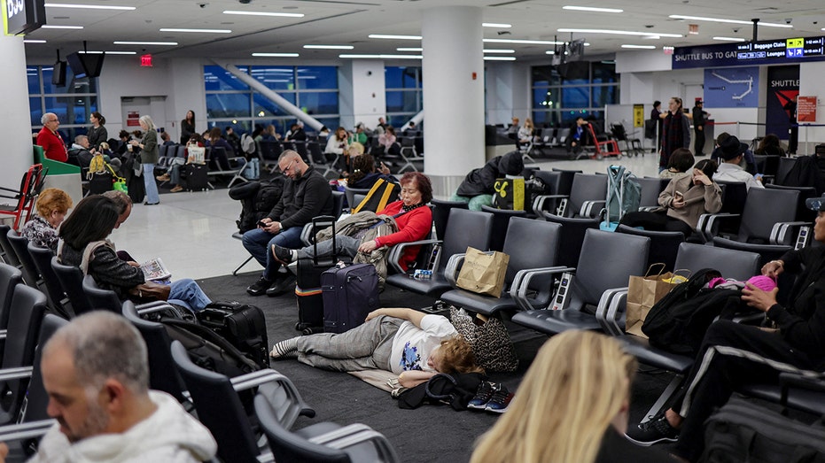 Travelers waiting at airport