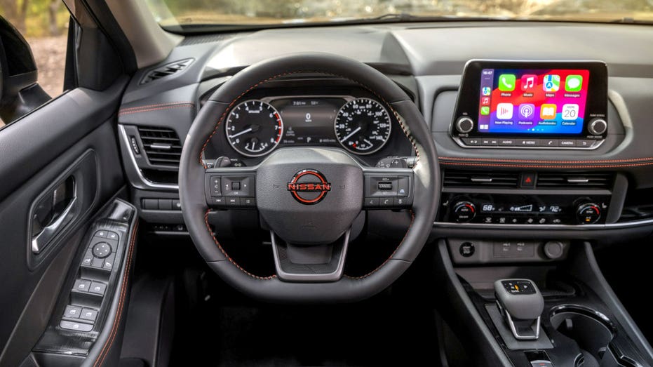 Inside a Nissan Rogue.