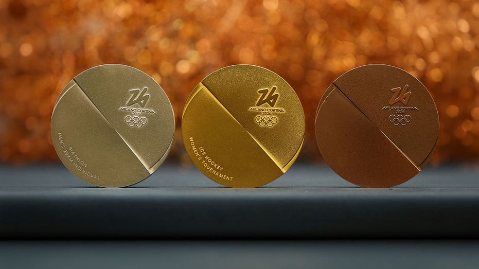 Silver, gold and bronze medal samples from the 2026 Winter Olympics.