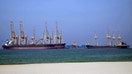 Tankers are seen at the Khor Fakkan Container Terminal, the only natural deep-sea port in the region and one of the major container ports in the Sharjah Emirate, along the Strait of Hormuz, a waterway through which one-fifth of global oil output passes on June 23, 2025. - Fox Business News