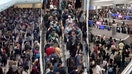 Travelers experienced extensive wait times Sunday, March 22, 2026, at Louis Armstrong New Orleans International Airport (left, middle) and Hartsfield Jackson Atlanta International Airport (right) due to the partial government shutdown. - Fox Business News