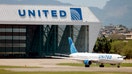A United Airlines Boeing 767 on the ground with the maintenance hangar in the background at Rio de Janeiro International Airport. Nov. 16, 2024. - Fox Business News