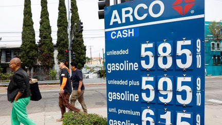 Gas prices are displayed at an Arco gas station on March 30, 2026 in Los Angeles, California.  - Fox Business News