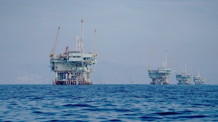 Oil platforms stand off the coast of Santa Barbara, California, on Jan. 15, 2024. - Fox Business News