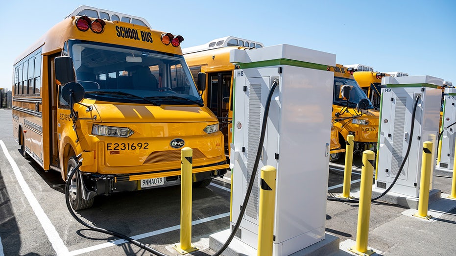 Electric school buses charging