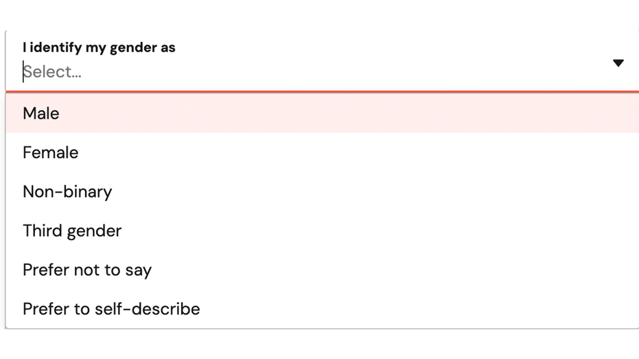 SeatGeek gender options