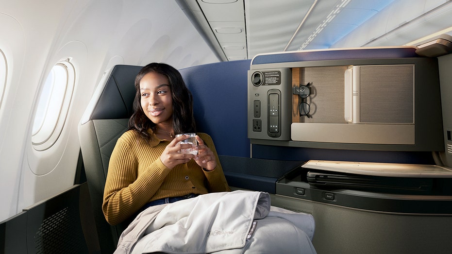 A woman on a United Airlines flight.