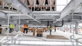 GARLAND, TEXAS - MARCH 4: Construction workers build out the rooftop chillers and water lines feeding them atop Dallas TX4, which is under construction at the NTT Data center campus in Garland, Texas, March 4, 2026. It will take 40 of those water-filled chillers to cool the fourth data center built on the property. - Fox News