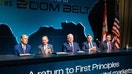 Greg Abbott, governor of Texas, from left, Paul Atkins, chairman of the US Securities and Exchange Commission (SEC), Jim Lee, founder and chief executive officer of the Texas Stock Exchange, Jim Esposito, president of Citadel Securities, and Ron DeSantis, governor of Florida, during the Boom Belt event hosted by the Texas Stock Exchange in Miami, Florida, on Tuesday, April 7, 2026. - Fox Business News