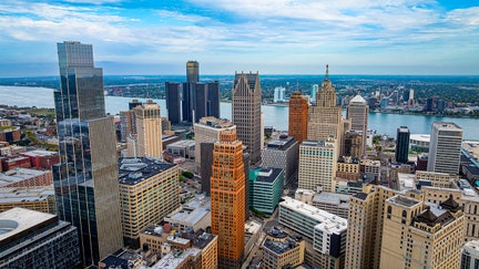 An aerial view of downtown Detroit. - Fox Business News