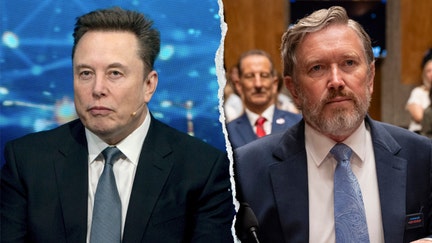 Left: Elon Musk, chief executive officer of Tesla Inc., during the US-Saudi Investment Forum at the Kennedy Center in Washington, DC, US, on Wednesday, Nov. 19, 2025; Right:  Rep. Thomas Massie (R-KY) prepares to testify during the Senate Homeland Security and Governmental Affairs Committee Second Amendment hearing in the Dirksen Senate Office Building on April 15, 2026 in Washington, DC. - Fox Business News