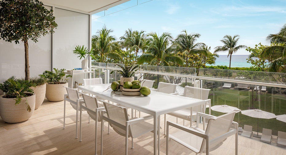 Luxury condo balcony looking out to ocean