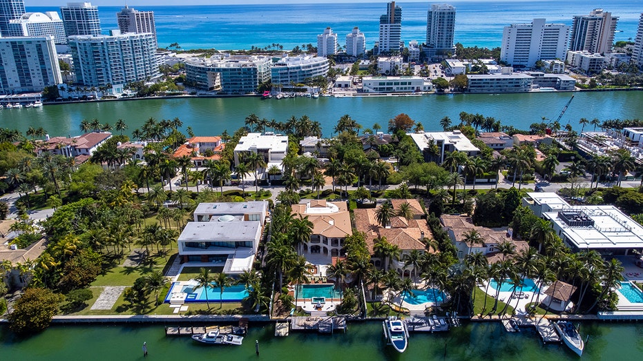 Aerial view of Allison Island in Miami Beach