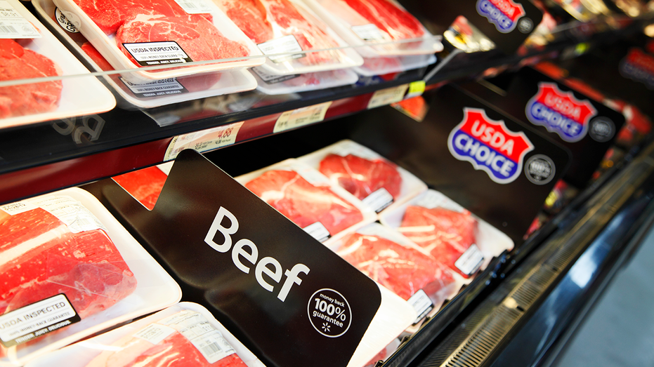 Packaged U.S. beef in grocery store.