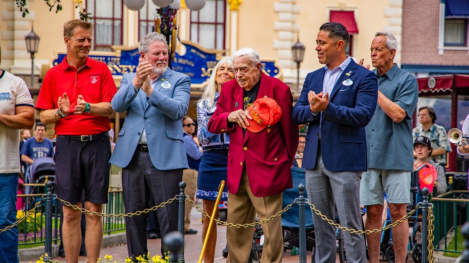 Charles Cram honored at Disneyland flag ceremony