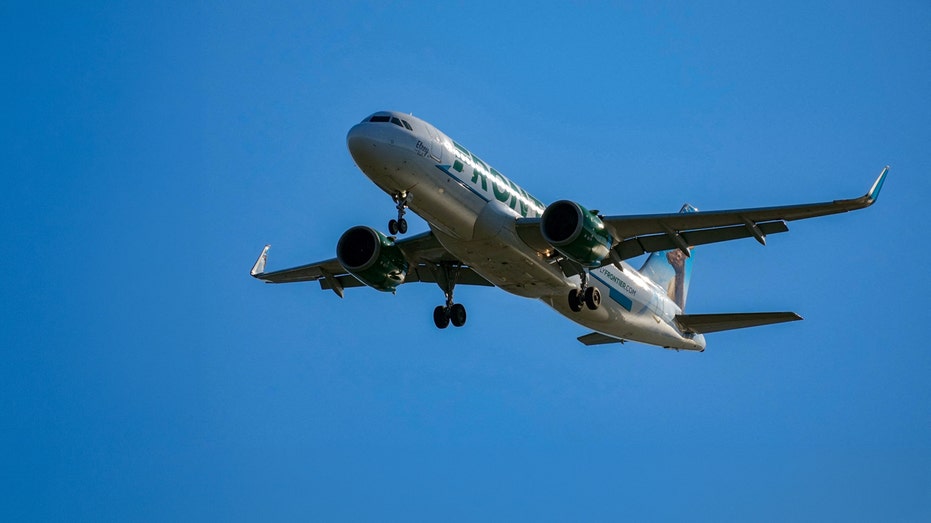 A Frontier Airlines jet.