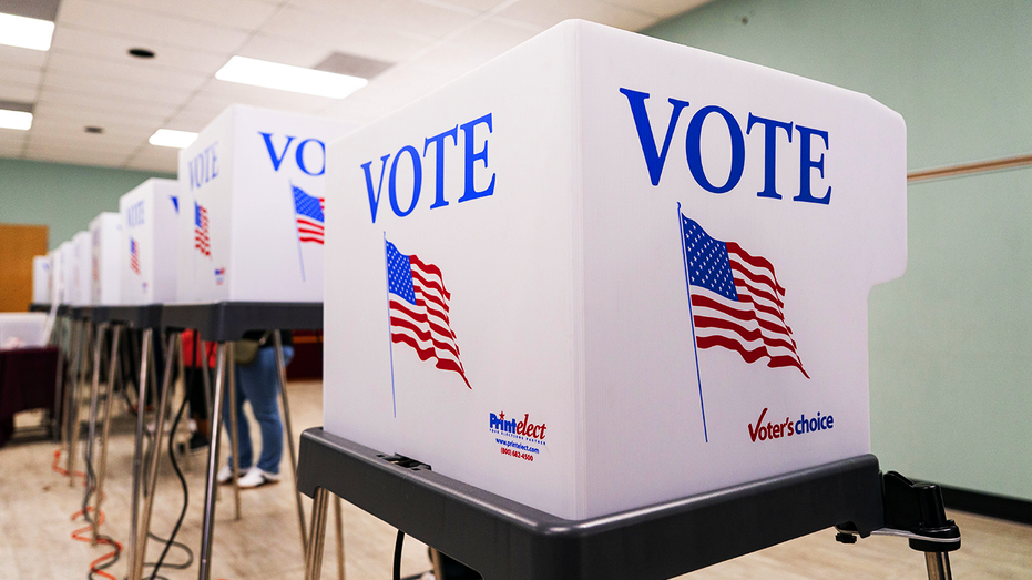 Voting booth at a polling location.