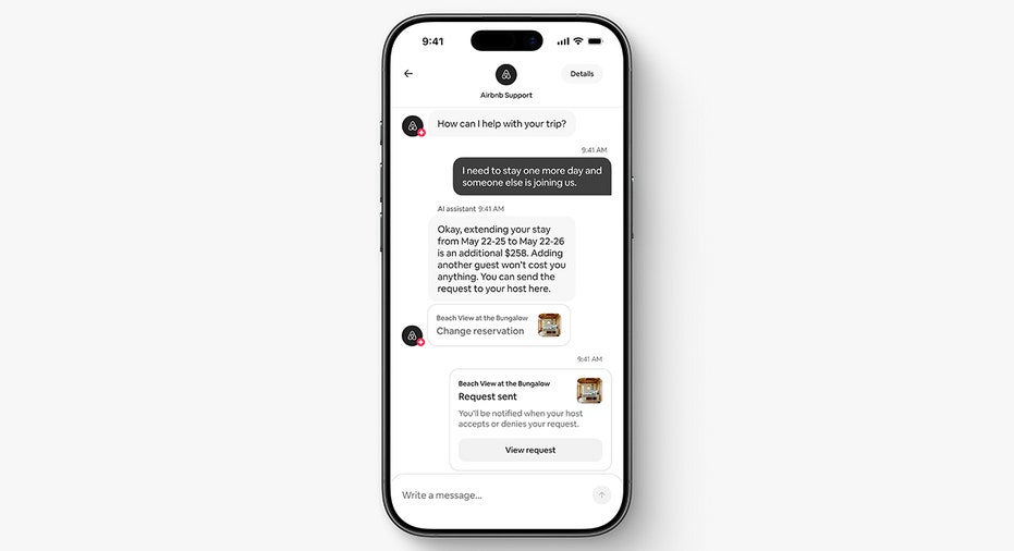 Airbnb’s AI-powered customer support assistant is shown in the company’s app.