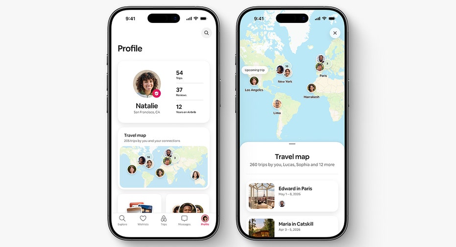 A screenshot of the Airbnb app showcasing a new interactive travel map feature.