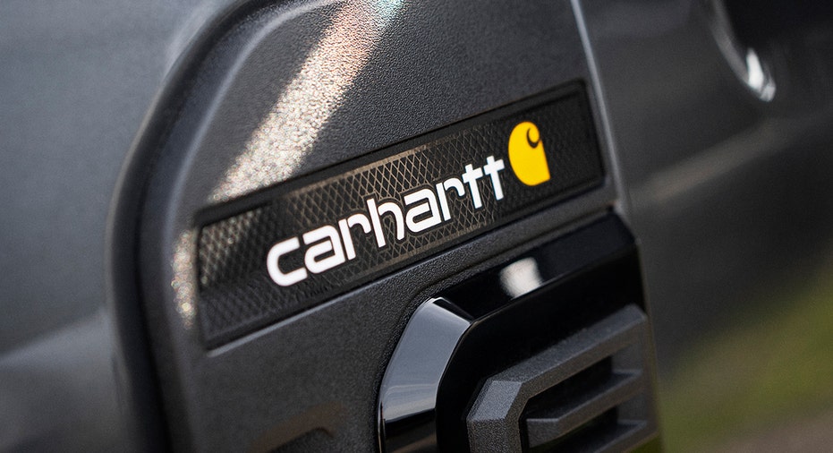 A Carhartt logo is displayed on the exterior of the Ford Super Duty Carhartt edition truck.