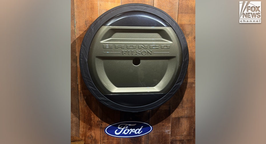 Bronco Filson branding is displayed ahead of the SUV’s official debut