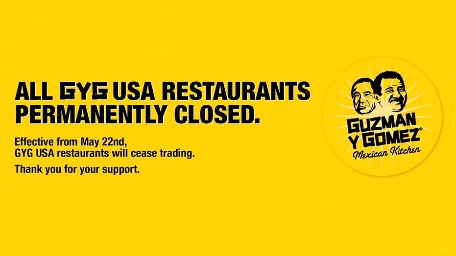 Guzman y Gomez's U.S. website shows just a closing message
