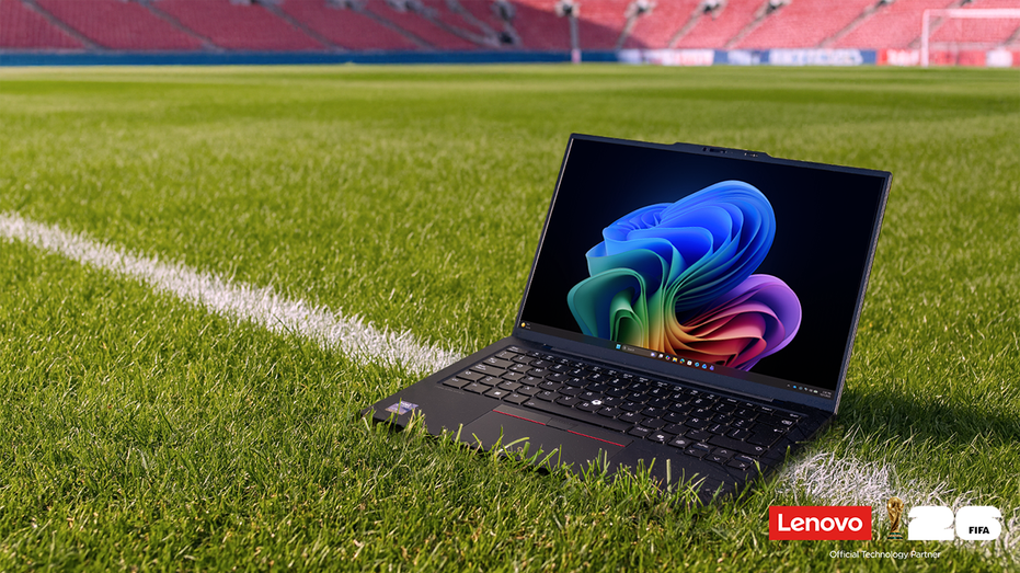 Lenovo ThinkPad on soccer pitch